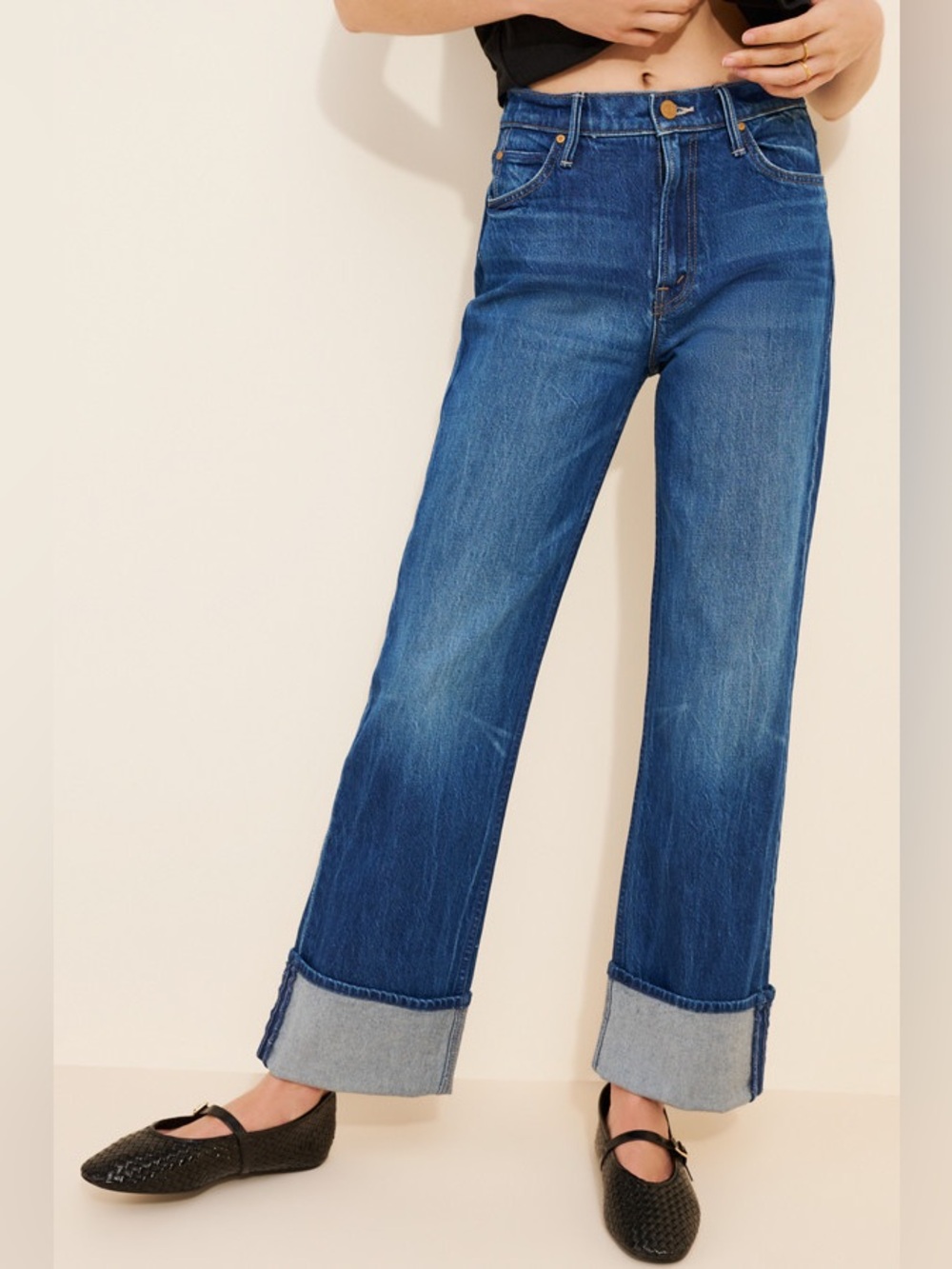 Mother Checkerboard Duster Flood Cuff Jeans